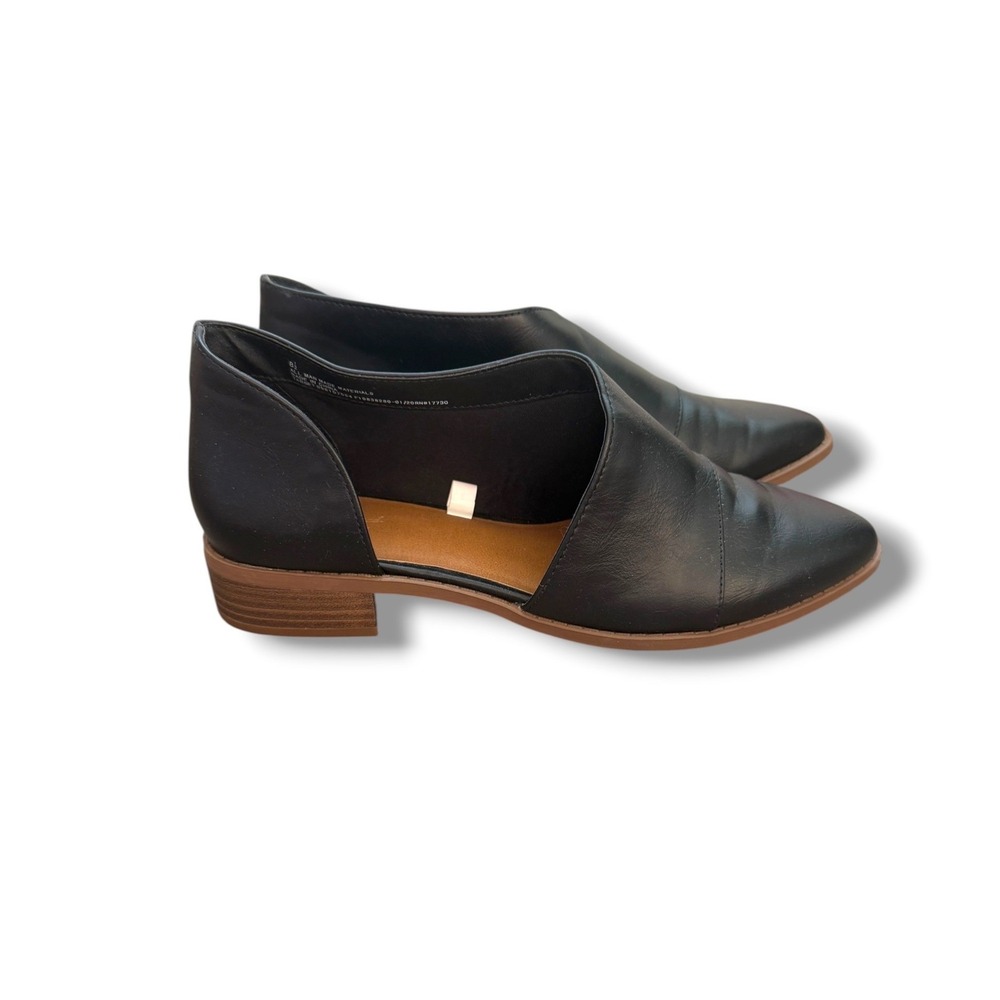 Universal Thread d'Orsay Flats Womens 8.5 Black Pointed Toe Cutout Stacked Heel